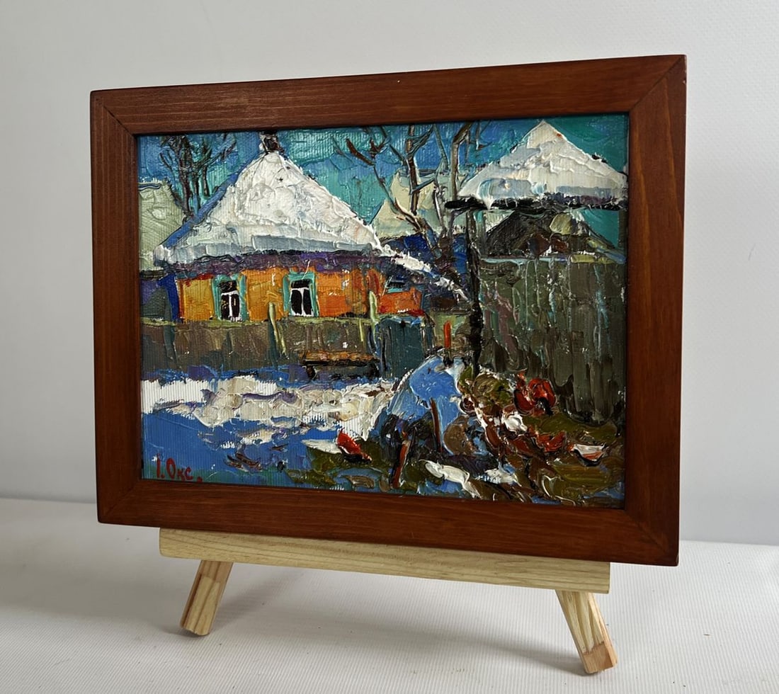 Oil painting Frosty morning in the village Oksana Kalenyuk - 2