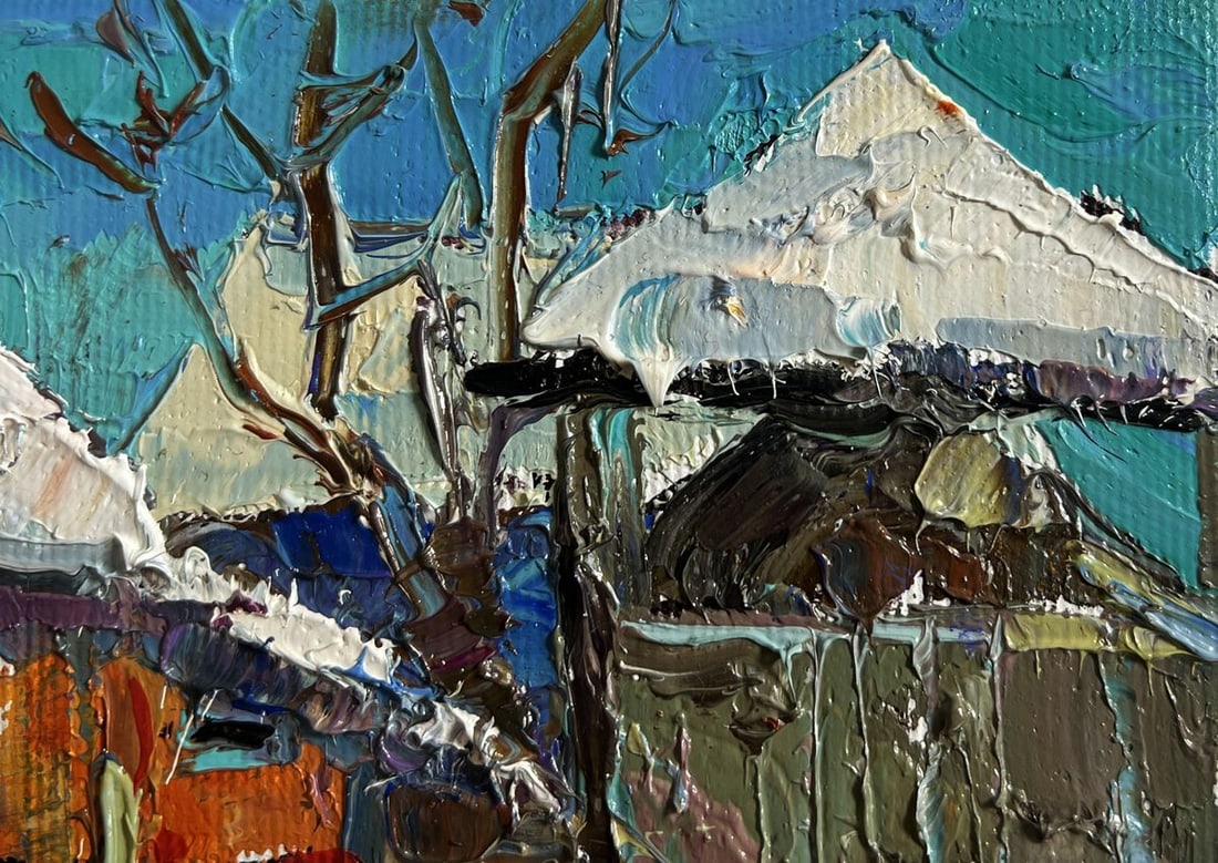 Oil painting Frosty morning in the village Oksana Kalenyuk - 4