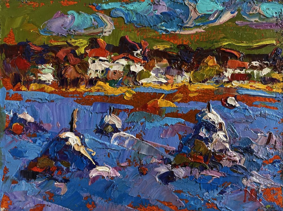 Oil painting Frosty day in the field Alex Kalenyuk - 3