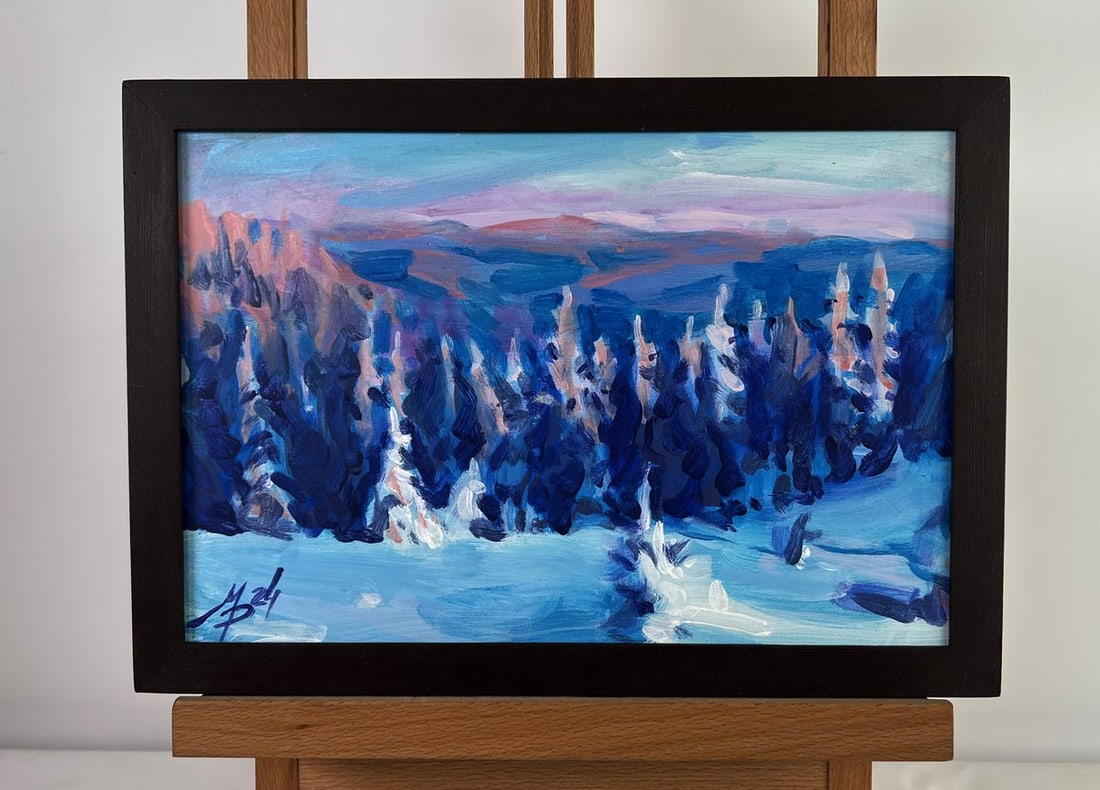 Acrylic painting Snowy paths among the trees Mykhailo Patskan (1 of 10)