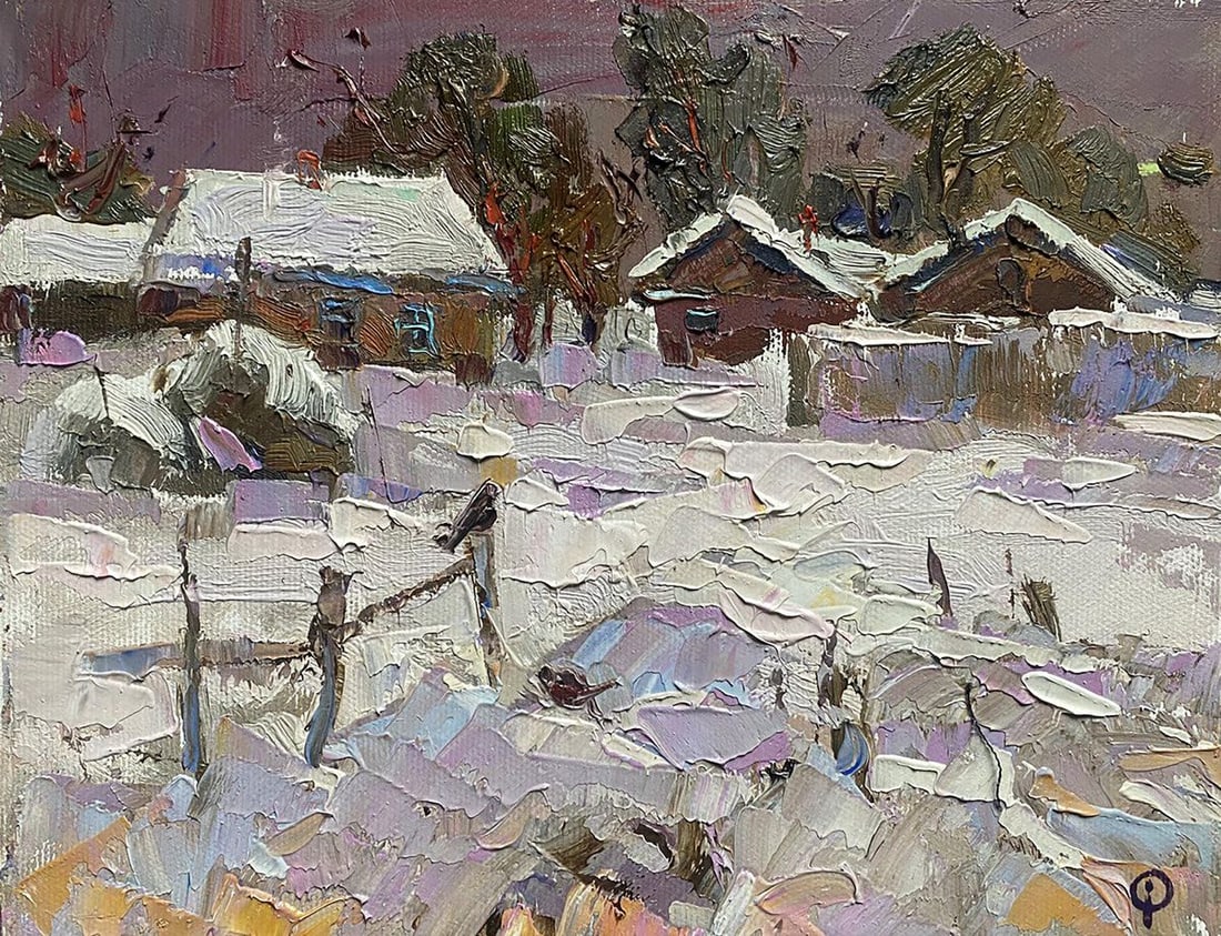Oil painting Snow covered street Oksana Kalenyuk (1 of 4)