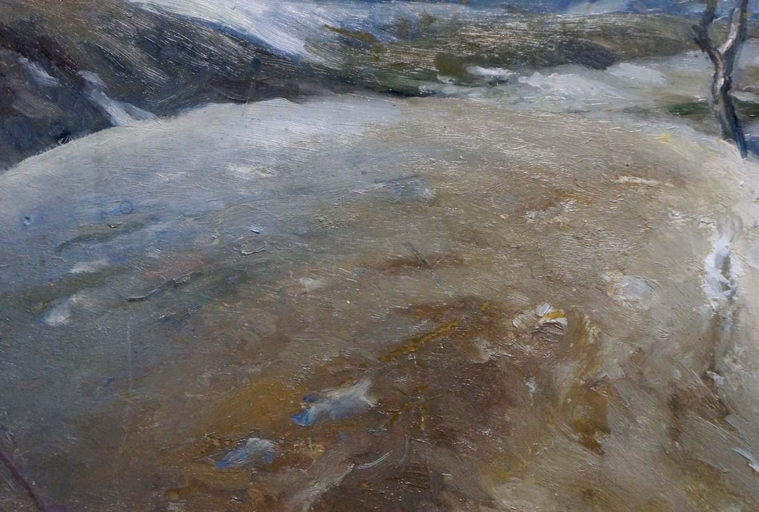 Oil painting Winter landscape - 2