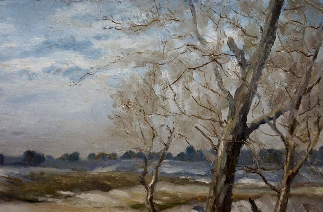 Oil painting Winter landscape - 4