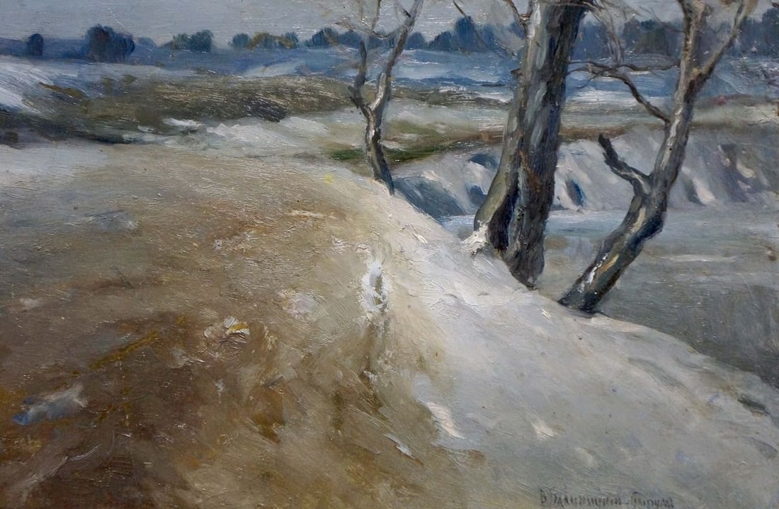 Oil painting Winter landscape - 5