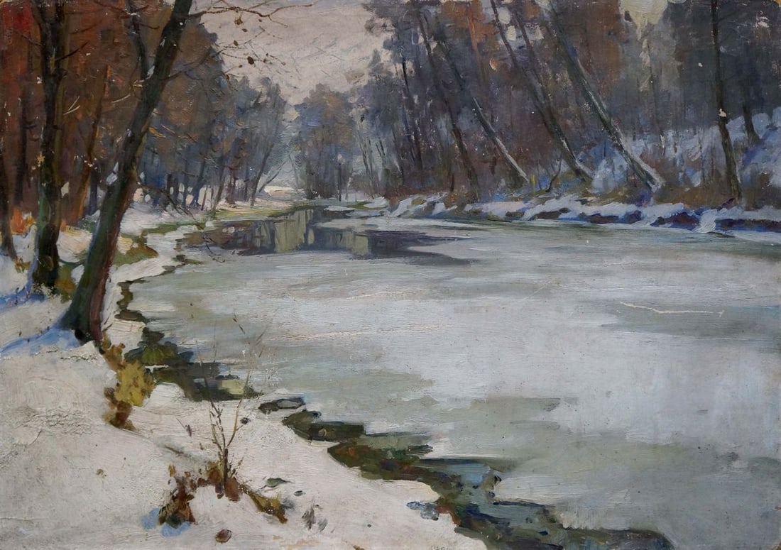 Oil painting Winter landscape Egorov Boris Kuzmich (1 of 8)