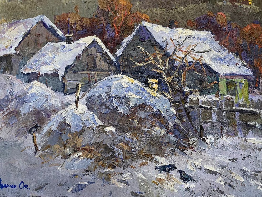 Oil painting Winter evening Kalenyuk Oksana (1 of 4)