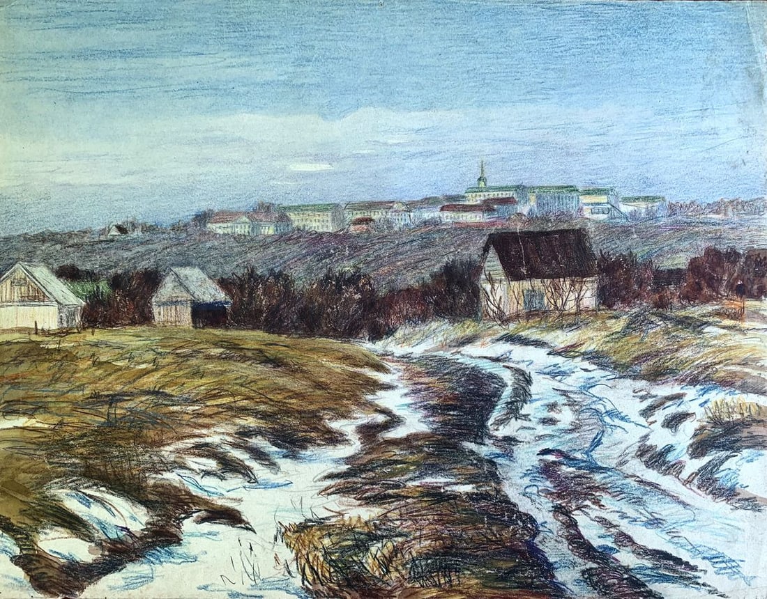 Colored pencils painting Early spring A. G. Cherkas (1 of 6)