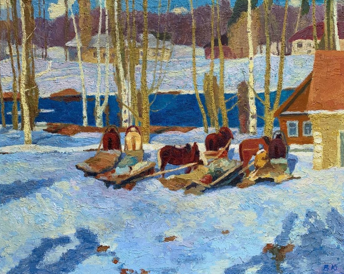 Oil painting Stop at the post office Vladimir Yakovlevich Yukin (1 of 9)