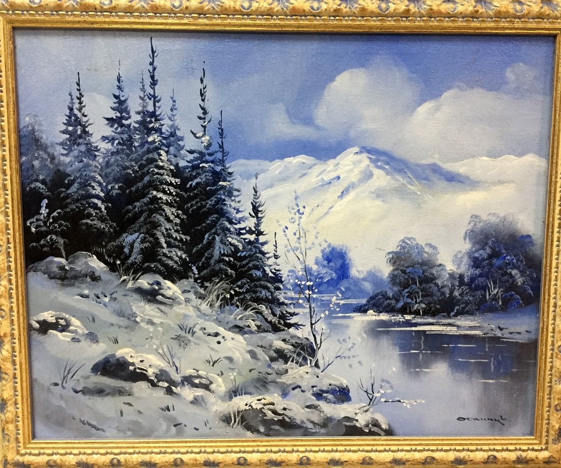 Oil painting Winter landscape original picture painter (1 of 6)