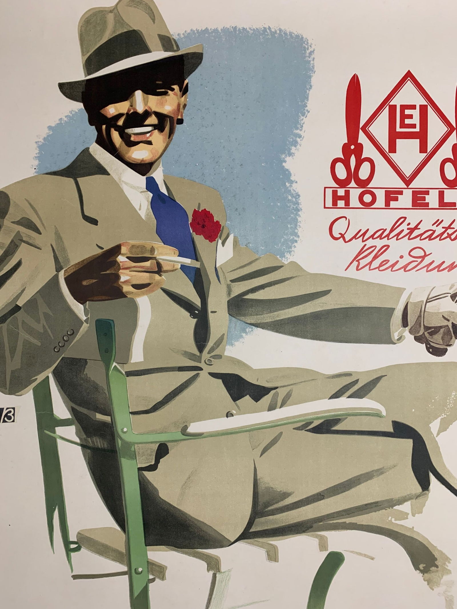 Hofele Clothing - Art by B (1930's) 33x47.5 German Advertising Poster LB - 6