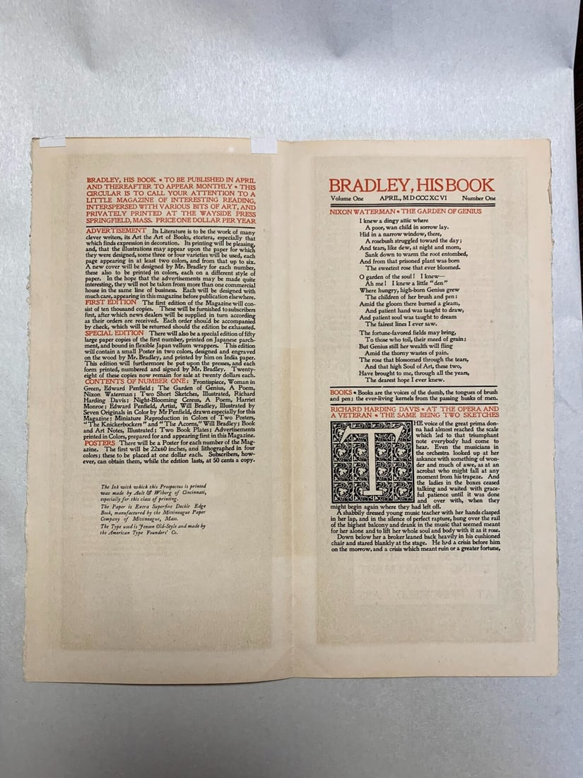 Bradley His Book - Art By William H. Bradley (1890's) 5x10.125 US Gatefold Booklet - 2