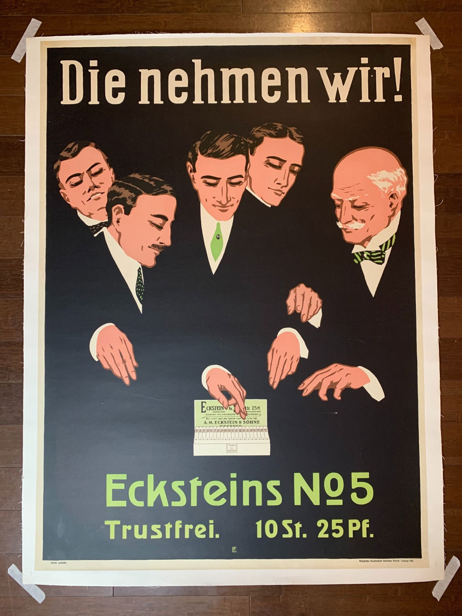 Ecksteins No. 5 Cigarettes (1920's) 34.75x48 German Advertising Poster LB (1 of 7)