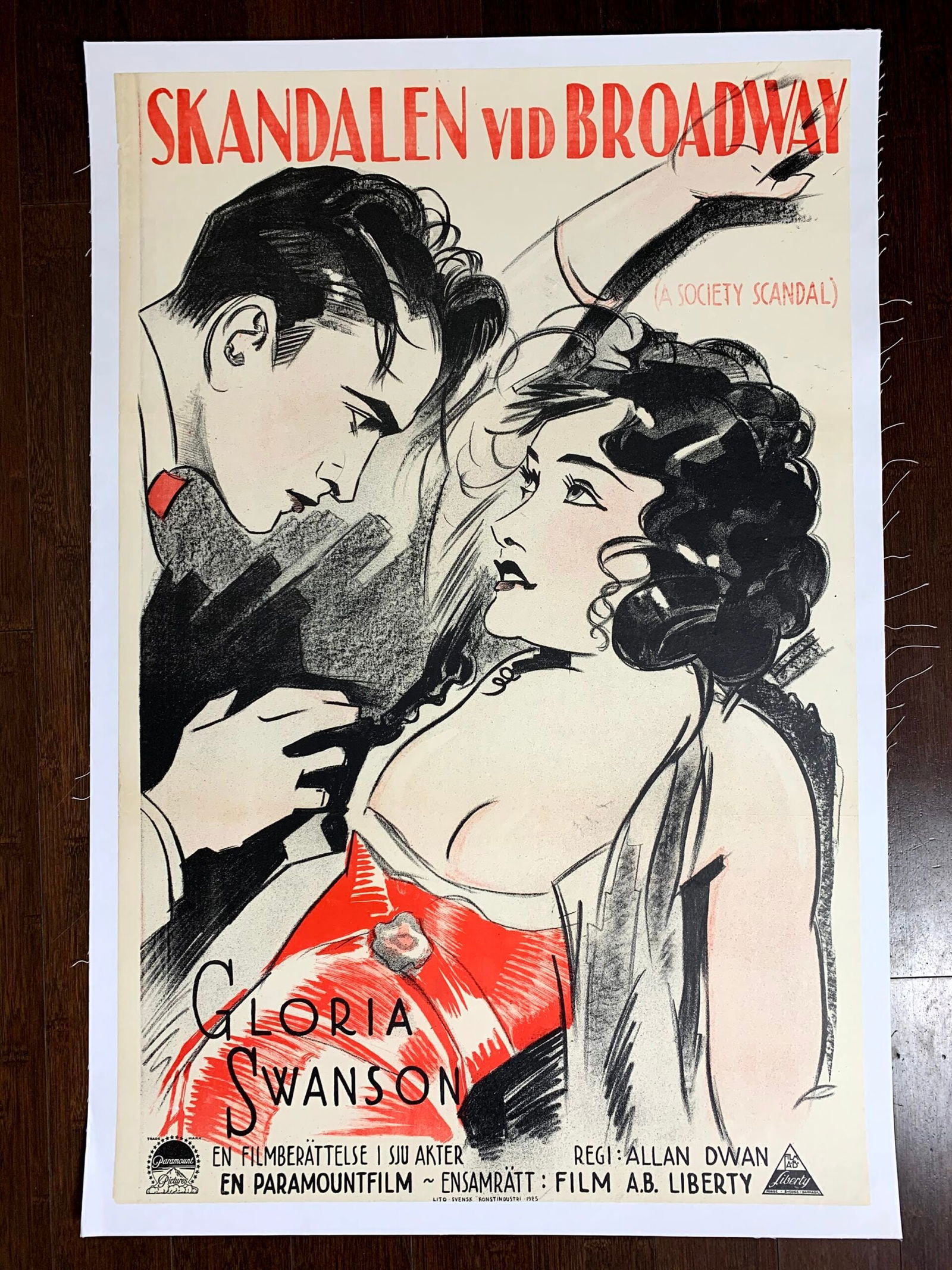 A Society Scandal - Gloria Swanson (1925) 23.5x35.5 Swedish Movie Poster (1 of 4)