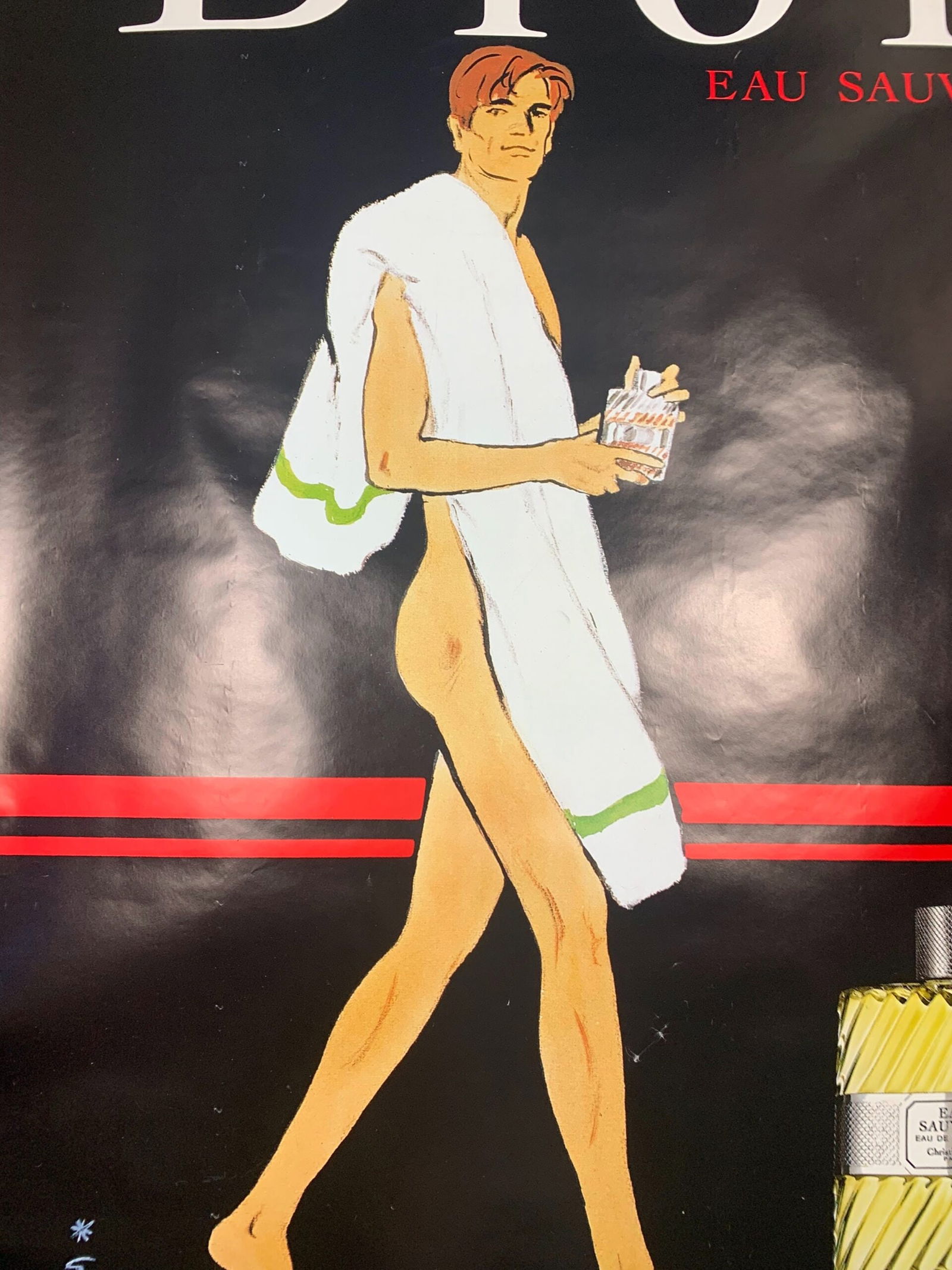 Dior Eau Savage 01 - Art By Rene Gruau (1990's) 46.5x68.75 US Advertising Poster - Double Sided - 7