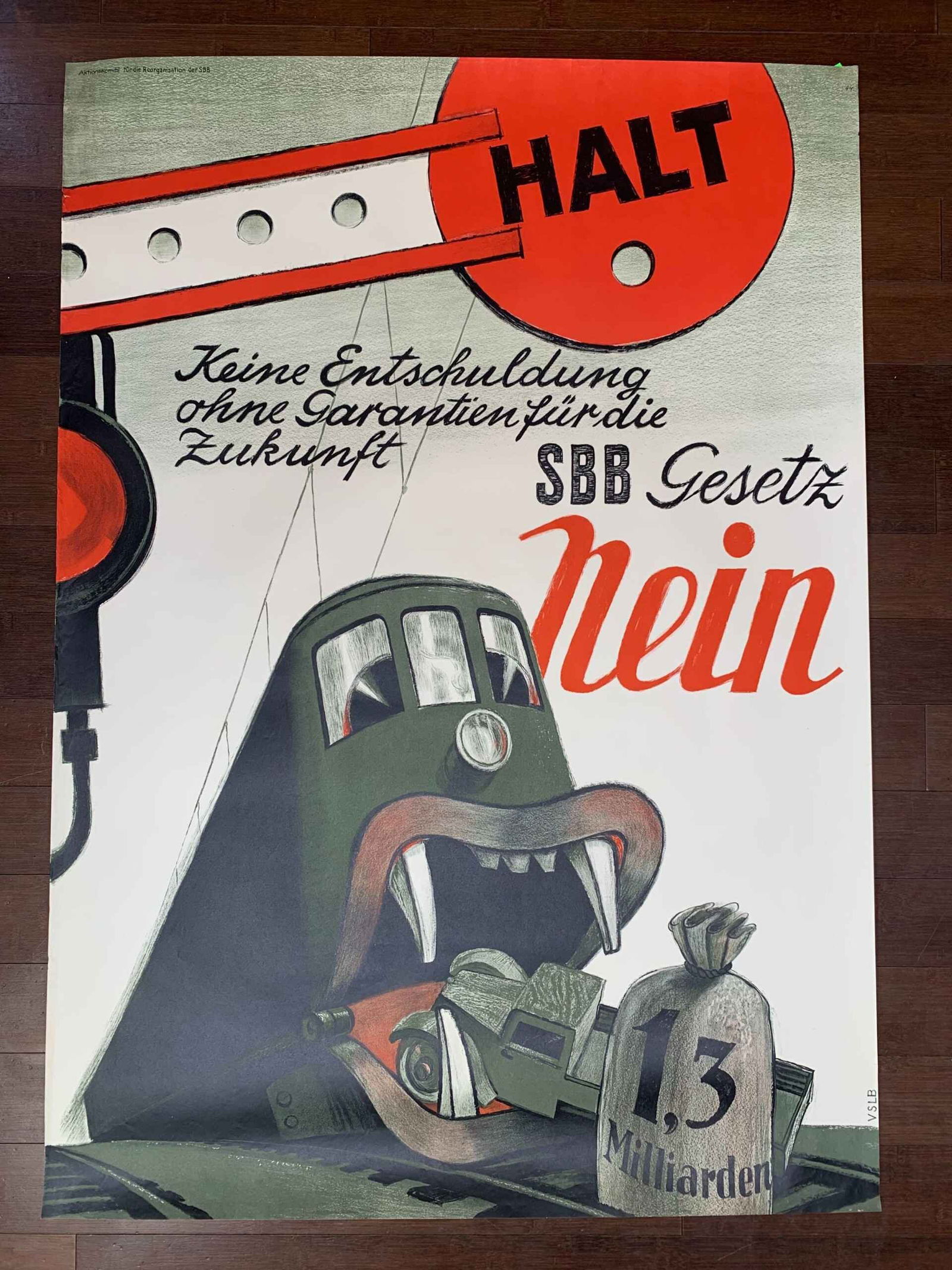 Halt! SBB Gesetz Nein Hugo Laubi (1943) 35x51 German WWII Poster (1 of 6)