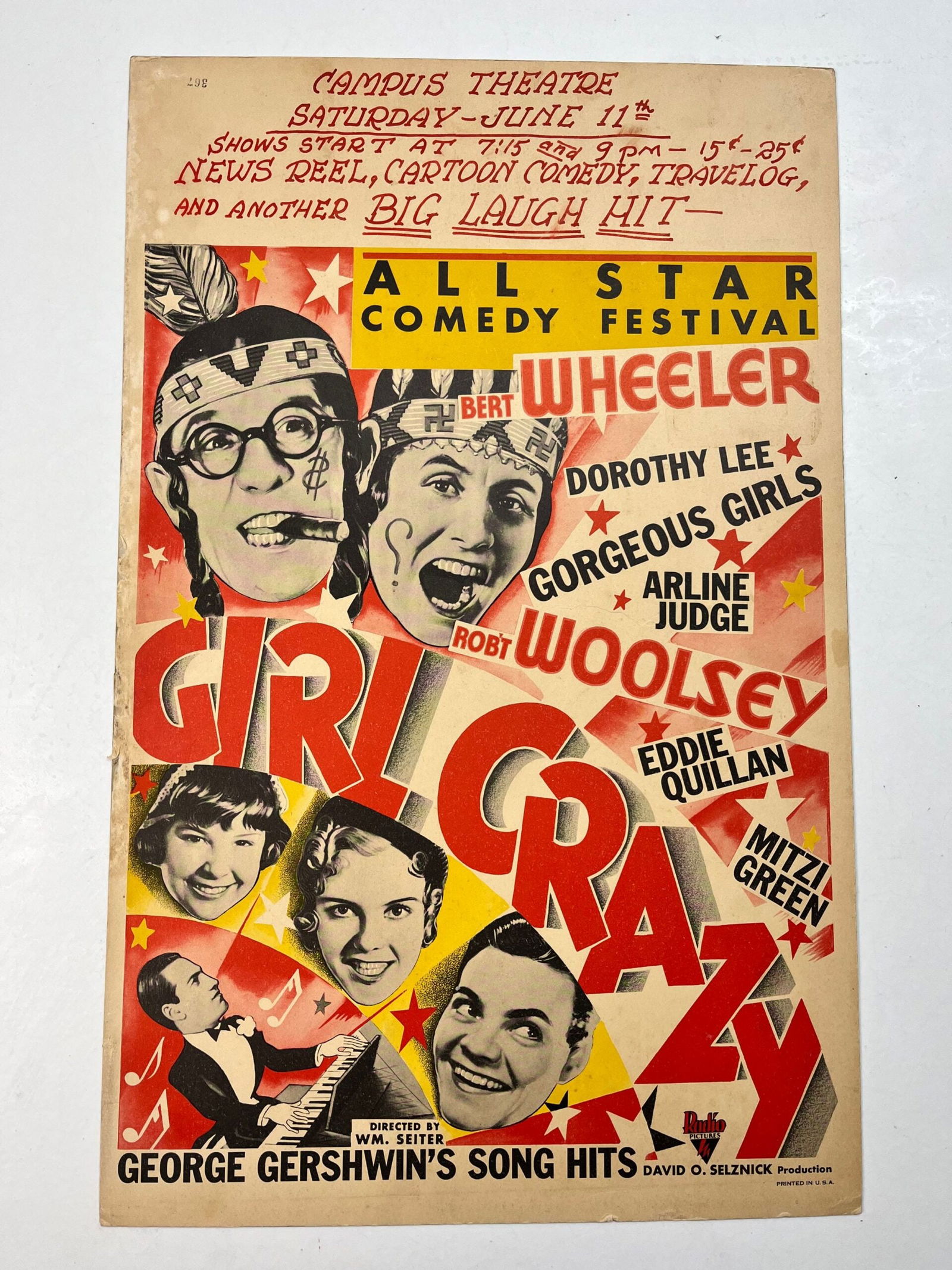 Girl Crazy - Wheeler & Woolsey (1932) US Window Card Movie Poster (1 of 4)