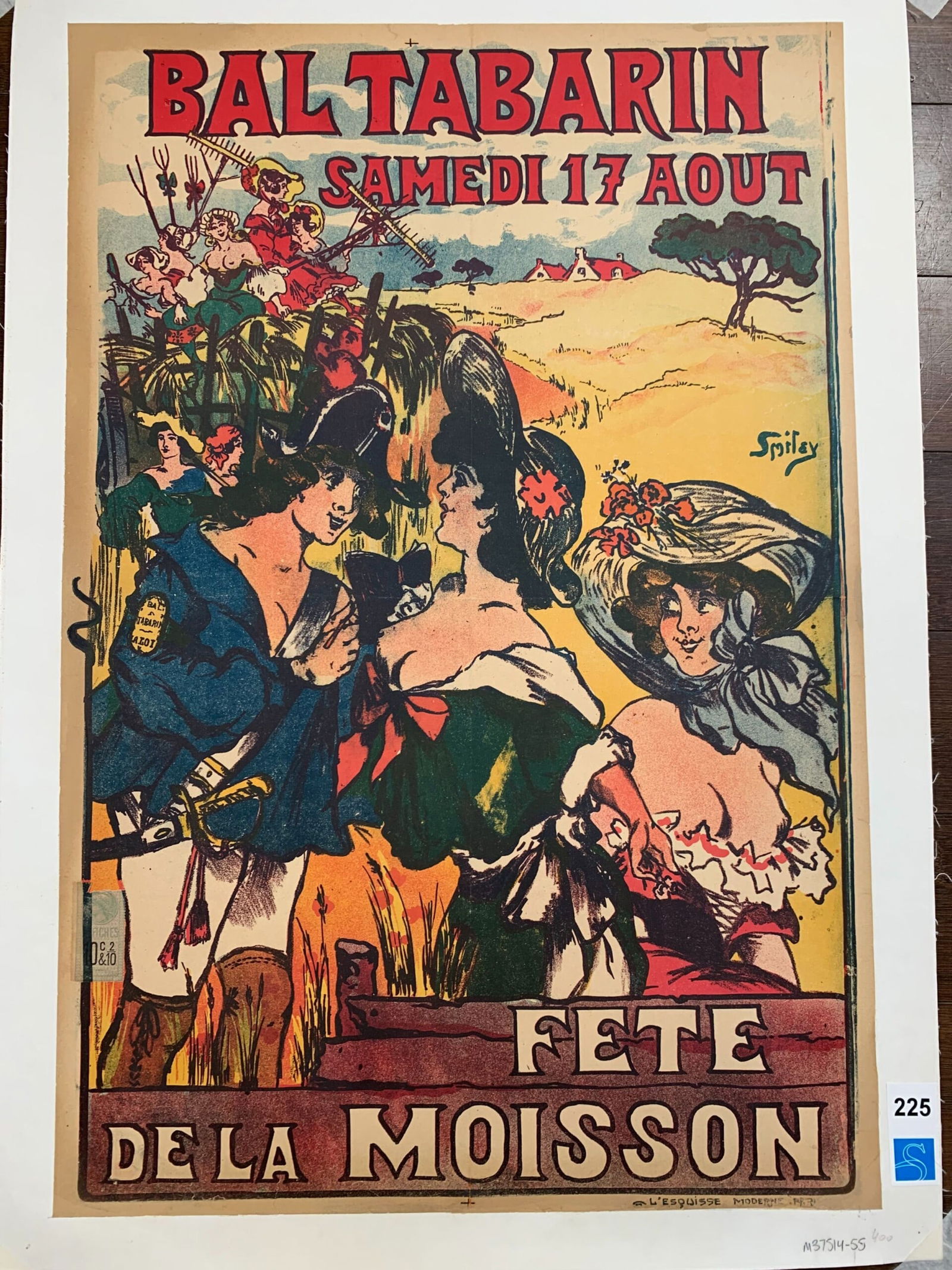 Bal Tabarin Fete de la Moisson - Art by Smiley (1907) 16.5 x 24.5 French Advertising Poster LB (1 of 6)