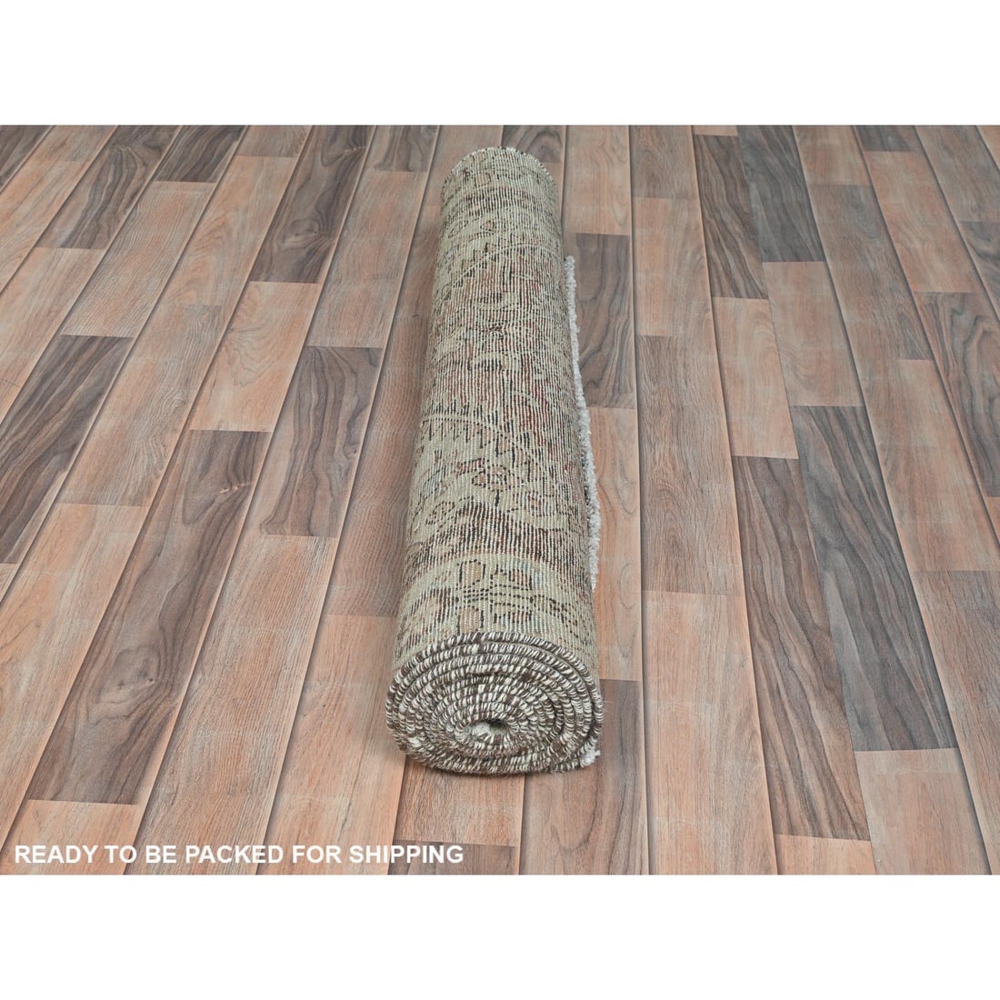 Almond Brown Vintage Persian Hamadan Hand Knotted Pure Wool Runner Rug - 5