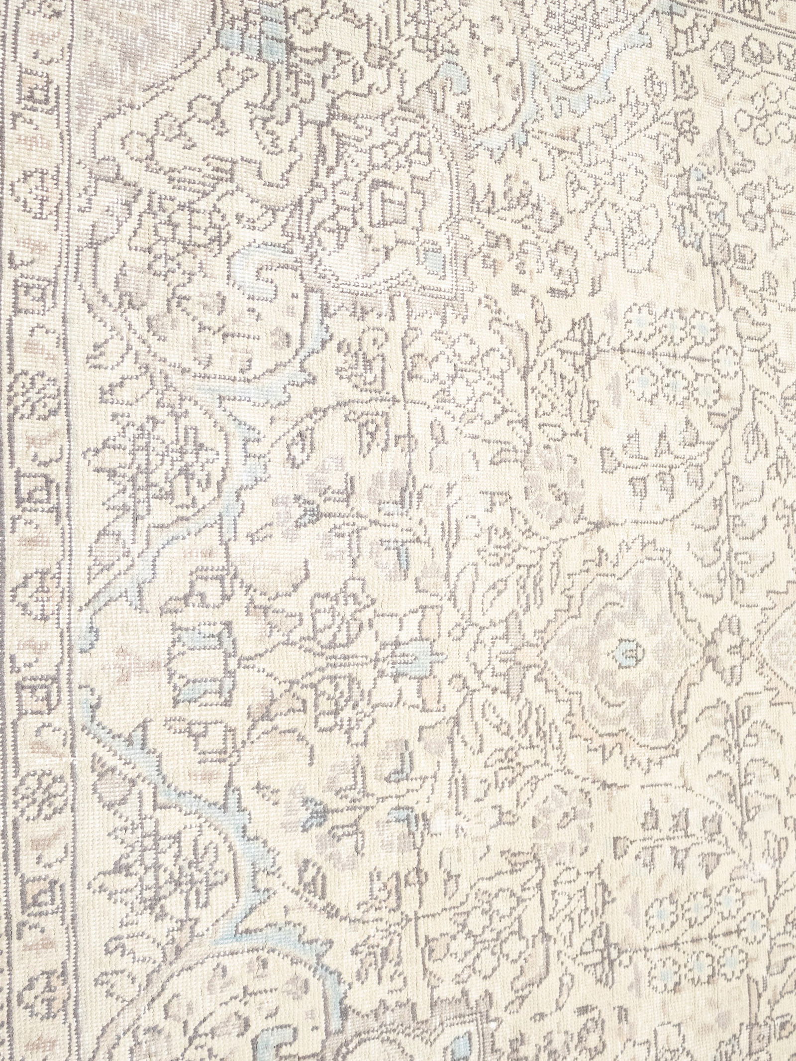 Muted Beige Antique Floral Traditional 6'6X9'5 Distressed Vintage Oriental Rug - 10