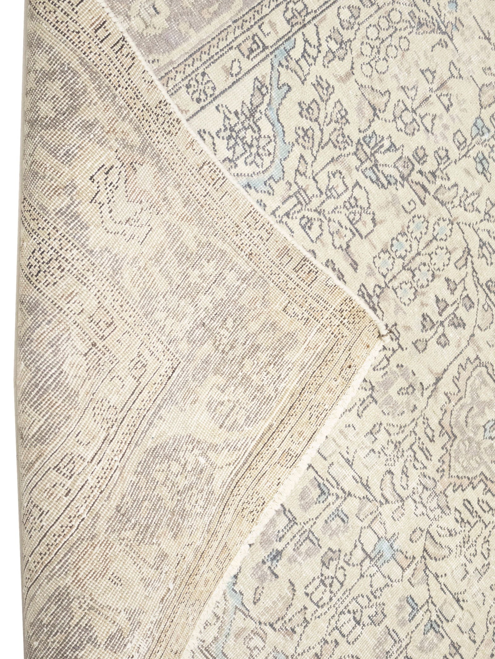 Muted Beige Antique Floral Traditional 6'6X9'5 Distressed Vintage Oriental Rug - 14