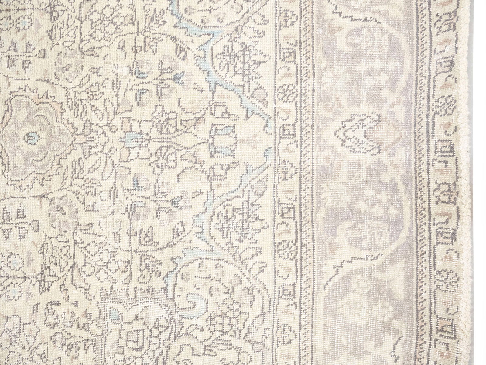 Muted Beige Antique Floral Traditional 6'6X9'5 Distressed Vintage Oriental Rug - 9