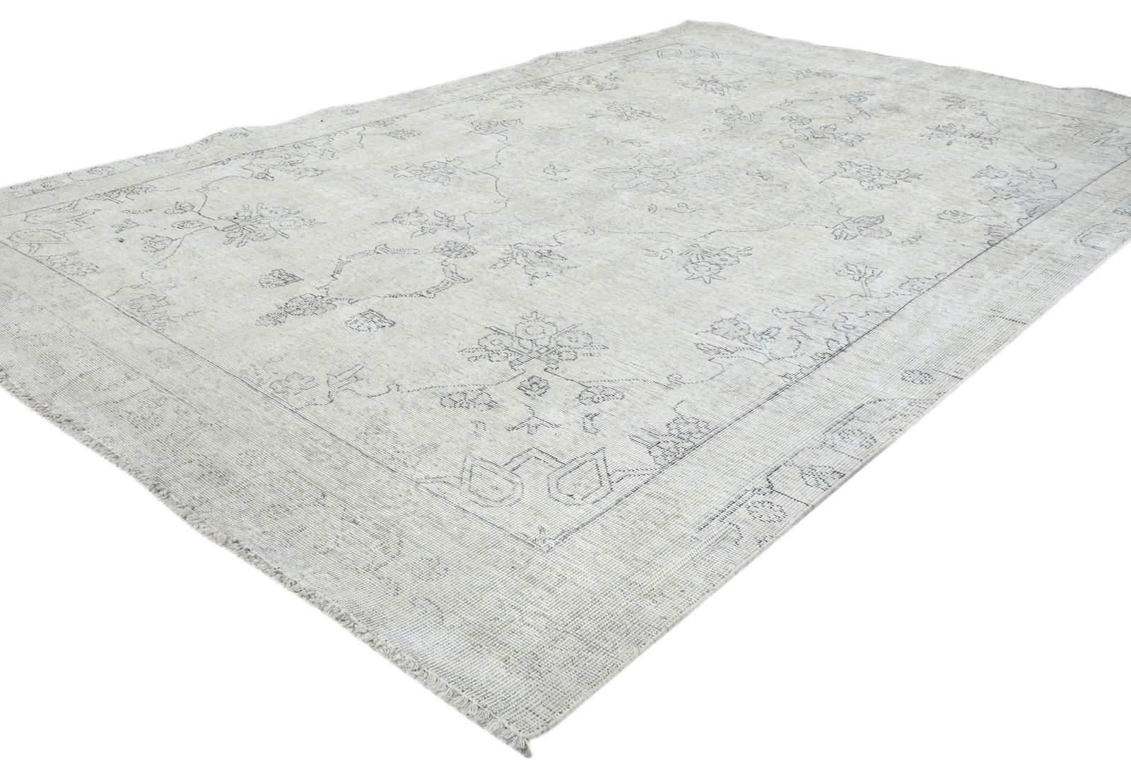 Muted Beige Antique Floral Traditional 7X10 Distressed Vintage Oriental Rug - 3