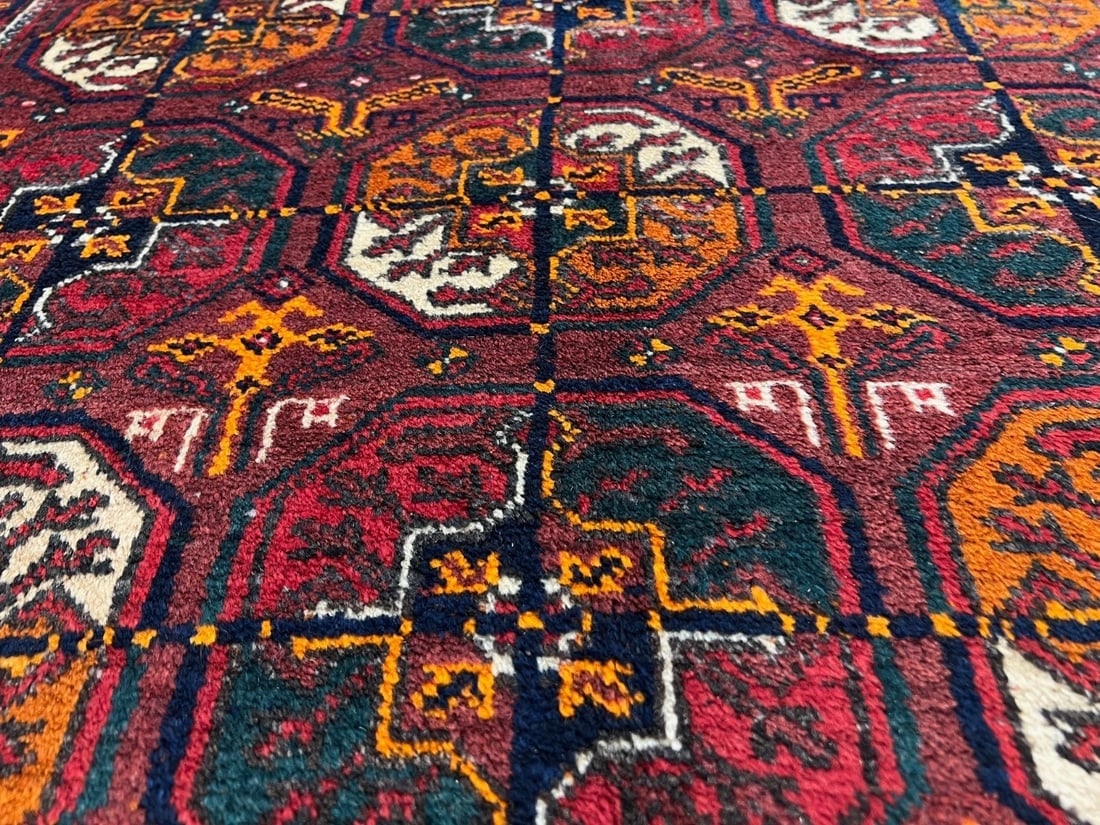 Antique Persian Balouch Hand Knotted Tribal Maroon Wool Oriental Area Rug 4'1" x 6'7" - 7