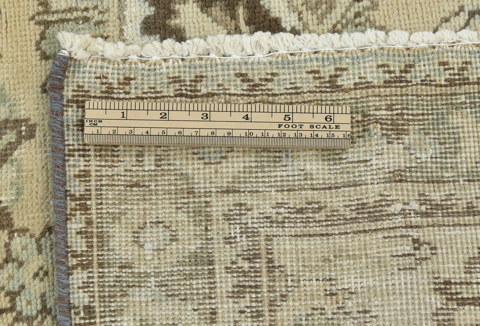 Semi Antique Muted Beige Floral 8X11 Distressed Vintage Oriental Rug - 11