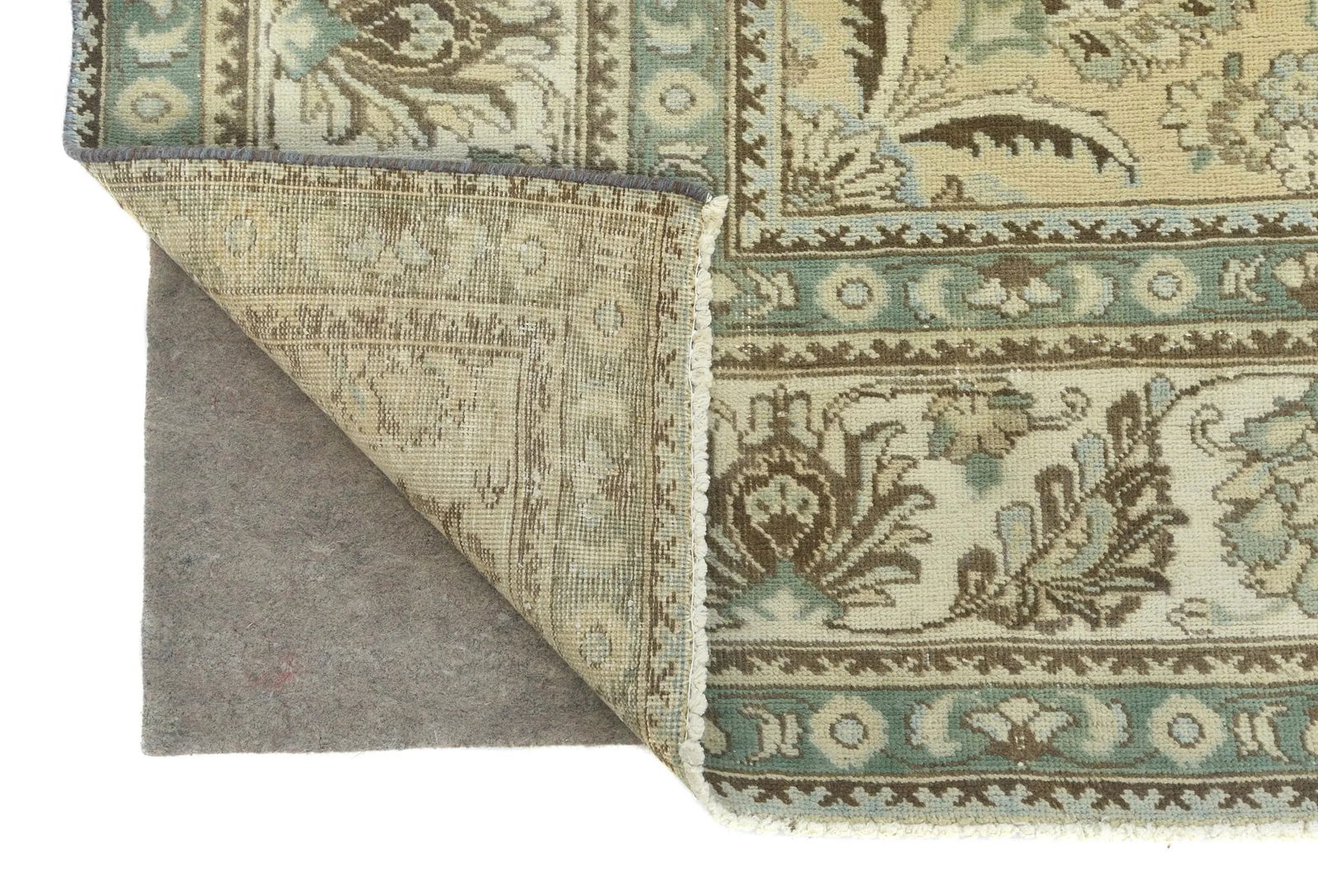 Semi Antique Muted Beige Floral 8X11 Distressed Vintage Oriental Rug - 12