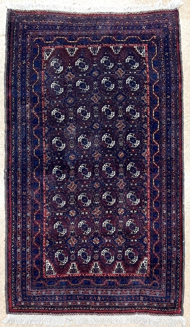 Hand Knotted Antique Persian Balouch Geometric Tribal Oriental Area Rug 4'2" x 7'11" - 12