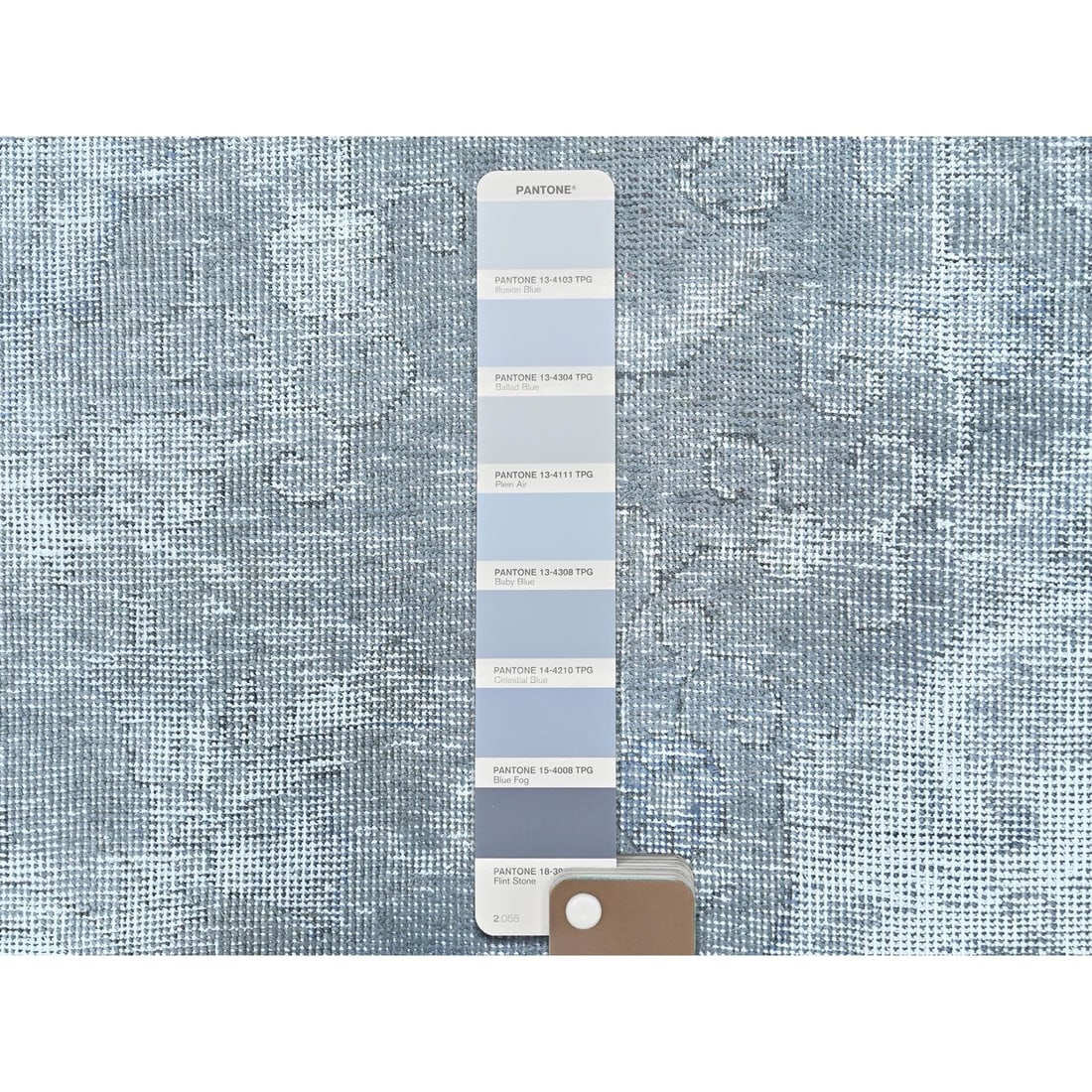 Blueish Gray, Worn Wool, Hand Knotted Vintage Persian Tabriz Rug - 7