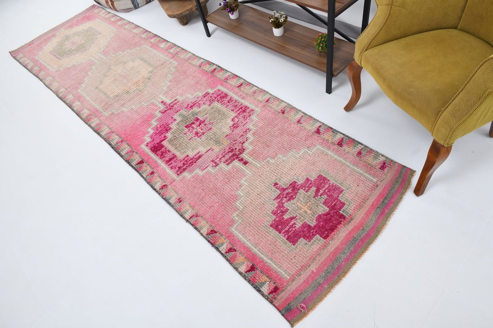 3'1'' x 11'4'' Vintage Wool Runner Rug - 18163 - 7