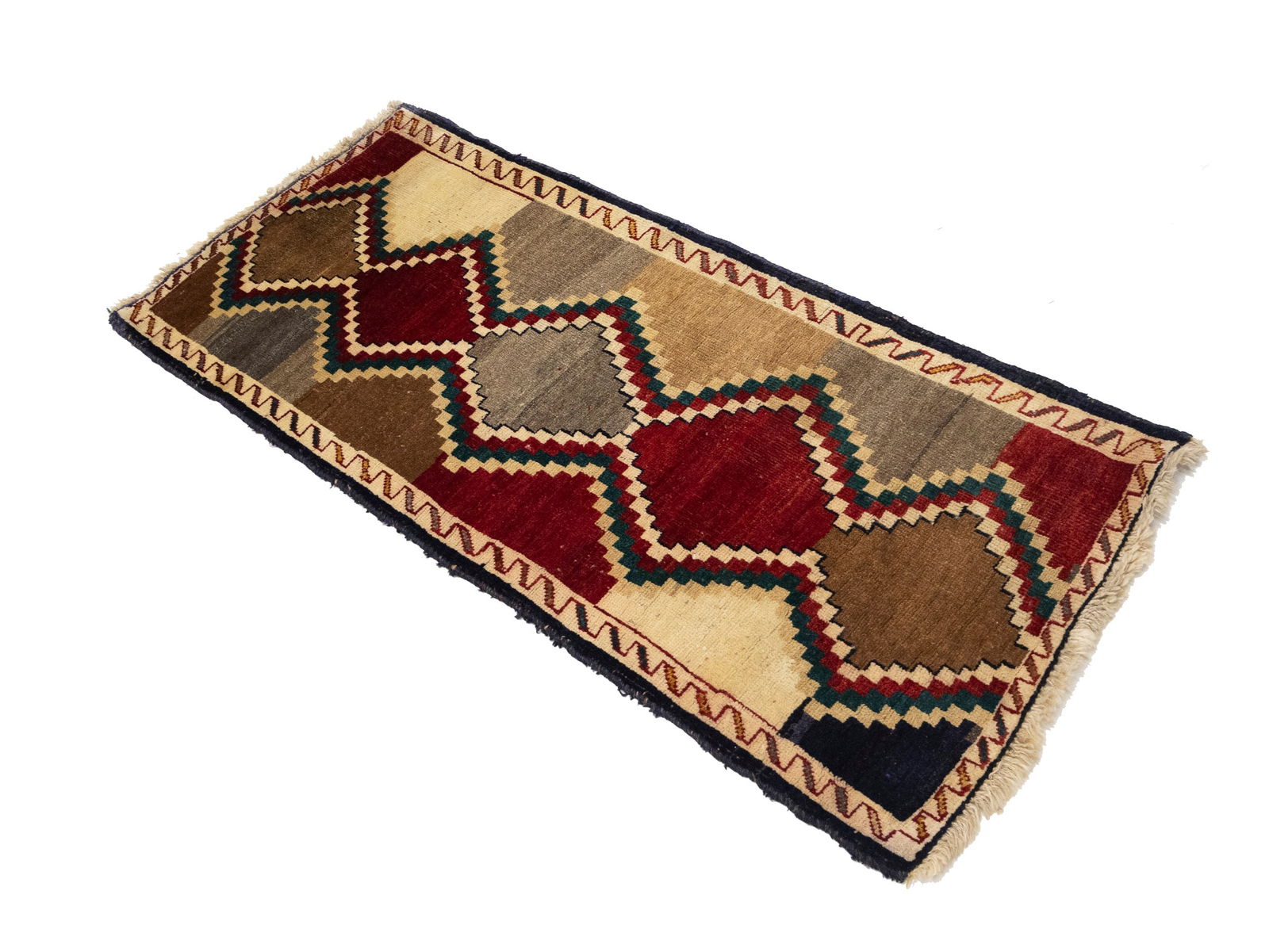 Vintage Multicolored Tribal Geometric 2X5 Gabbeh Persian Rug - 3