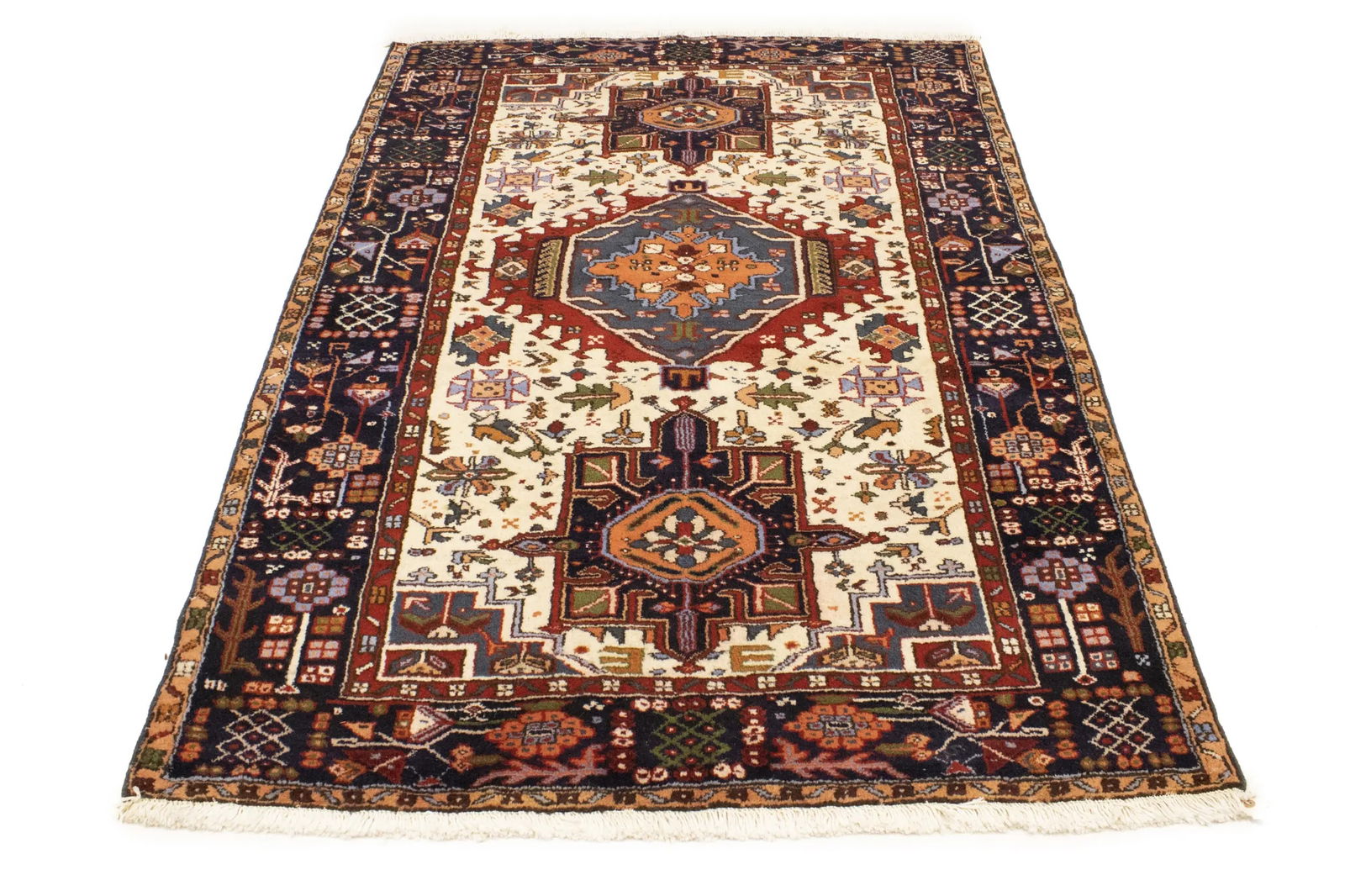 Cream 5X7 Geometric Tribal Vintage Oriental Persian Rug - 14