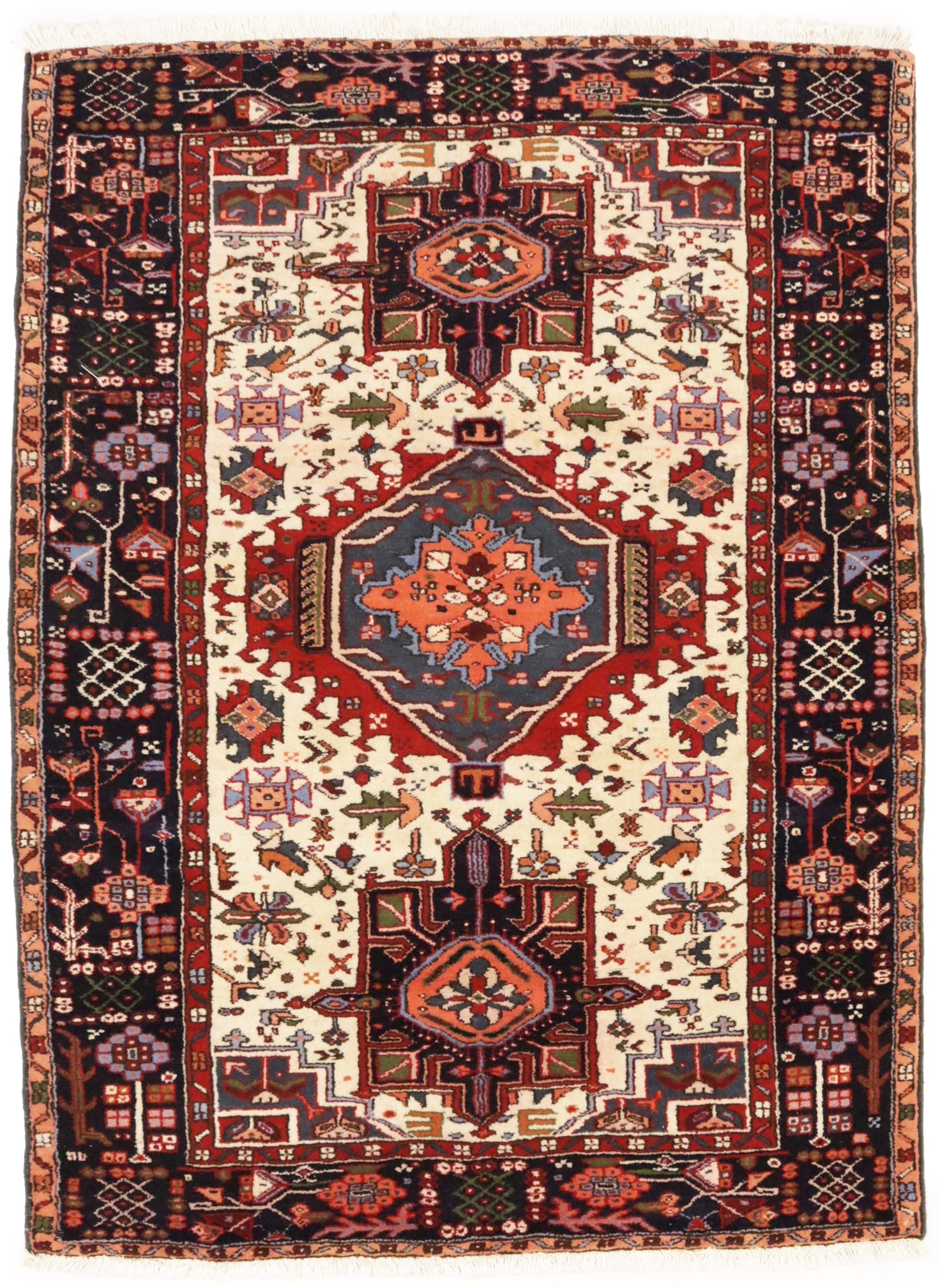 Cream 5X7 Geometric Tribal Vintage Oriental Persian Rug (1 of 18)