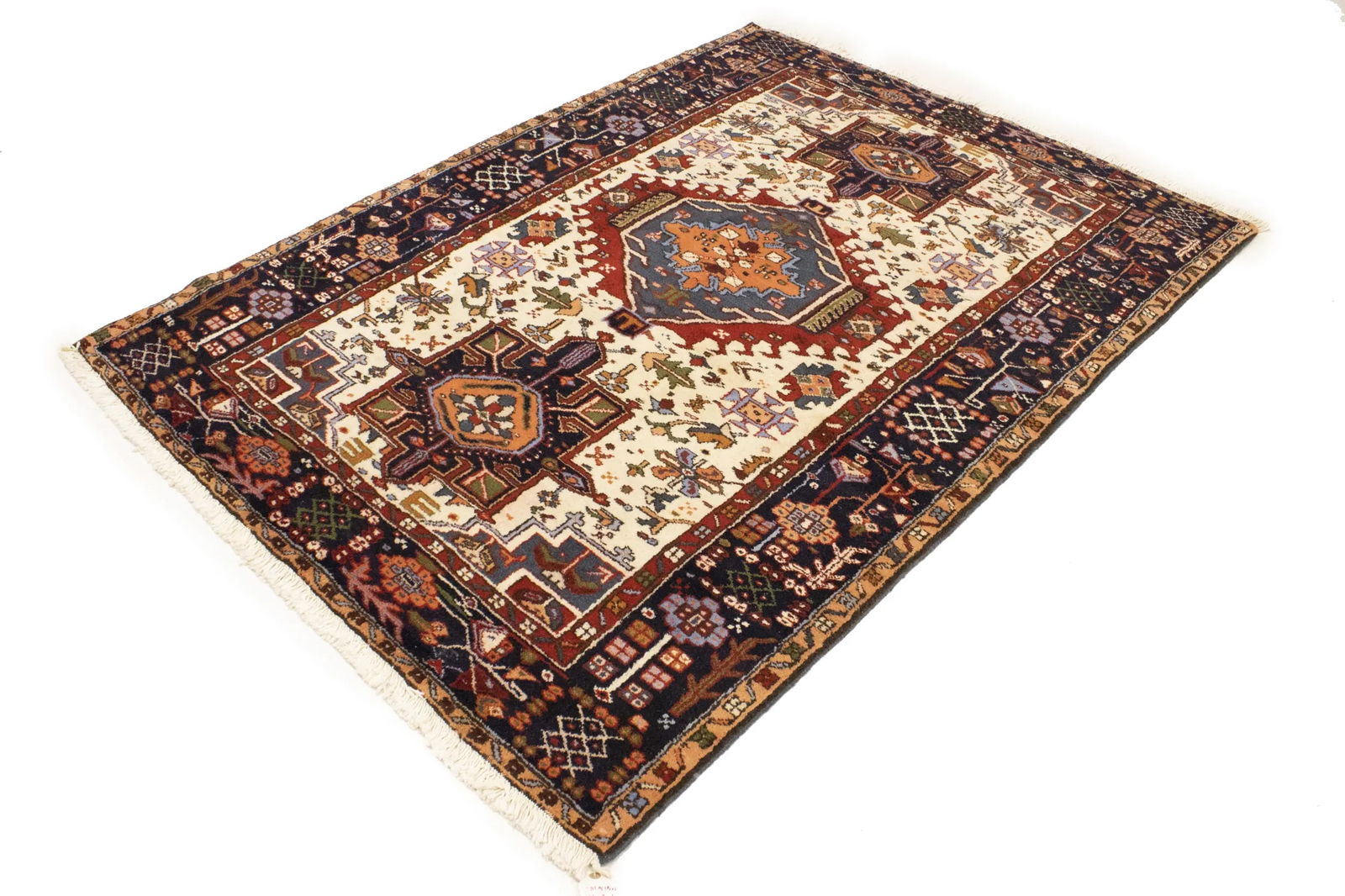 Cream 5X7 Geometric Tribal Vintage Oriental Persian Rug - 4