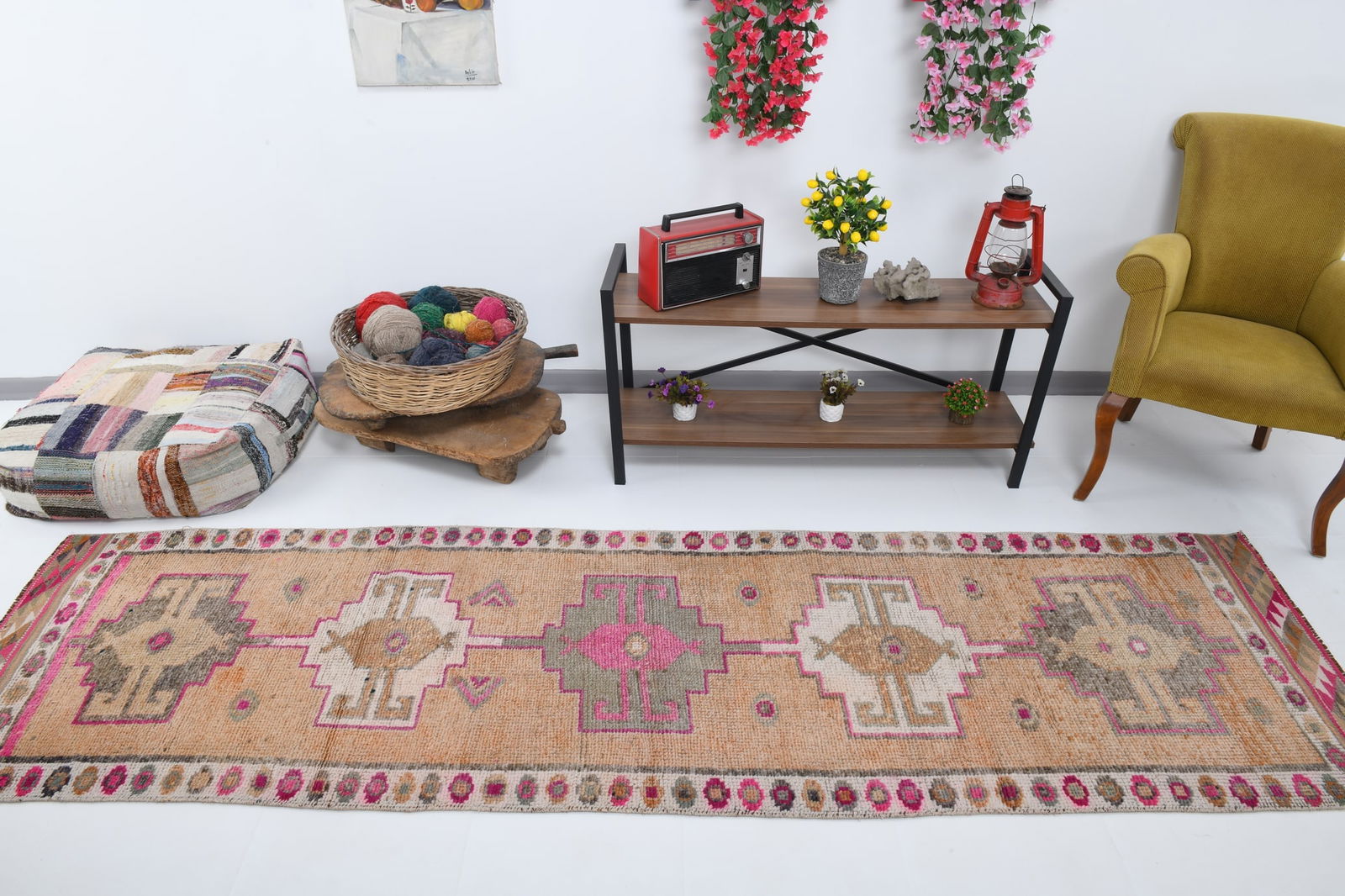 2'10'' x 10'4'' Handmade Vintage Wool Rug - 18107 - 2