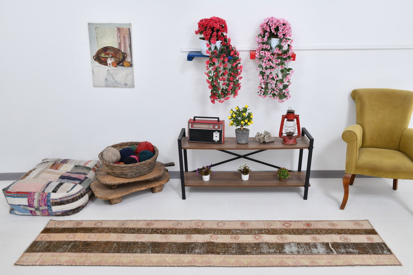 1'10'' x 8'8'' Handmade Vintage Wool Rug - 21417 - 5