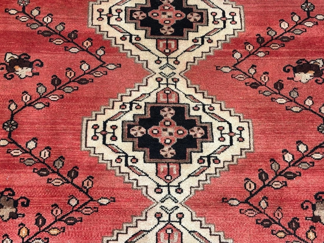 Hand Knotted Persian Saveh Red Geometric Wool Vintage Oriental Area Rug 4'7" x 6'6" - 4