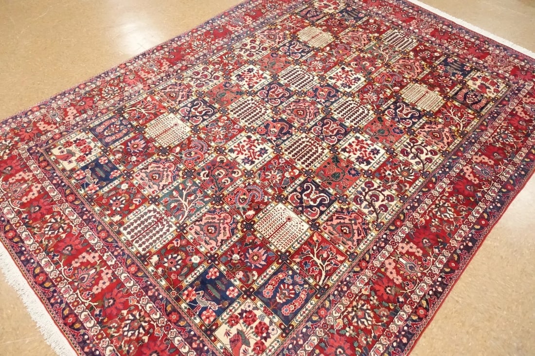 Hand-Knotted Semi-Antique Persian Bakhtiari Wool Tribal Garden Oriental Rug 8'9" x 12'1" - 10