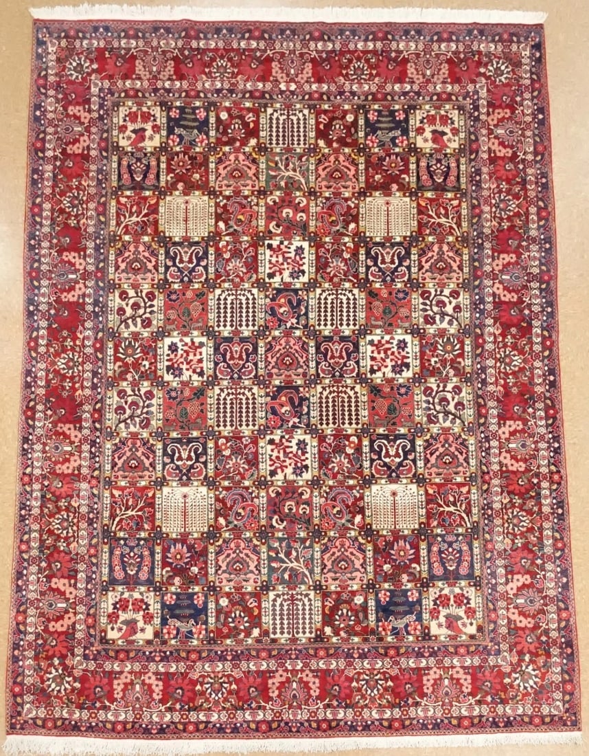 Hand-Knotted Semi-Antique Persian Bakhtiari Wool Tribal Garden Oriental Rug 8'9" x 12'1" - 3
