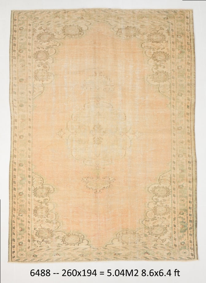 6'4'' x 8'6'' Handmade Vintage Wool Rug - 6488 (1 of 20)