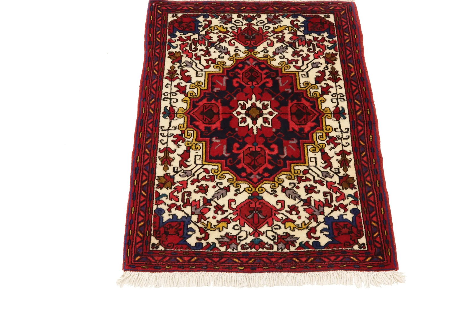 Vintage Cream Geometric 2'5X3'2 Heriz Persian Rug - 11