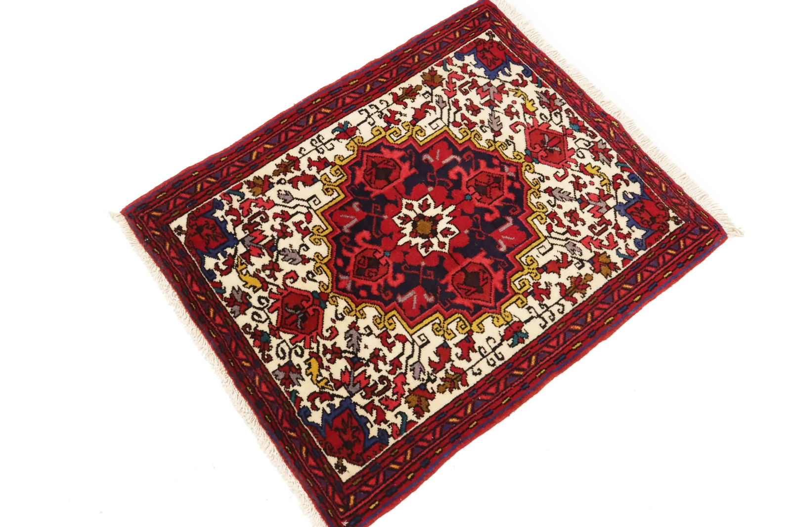 Vintage Cream Geometric 2'5X3'2 Heriz Persian Rug - 3