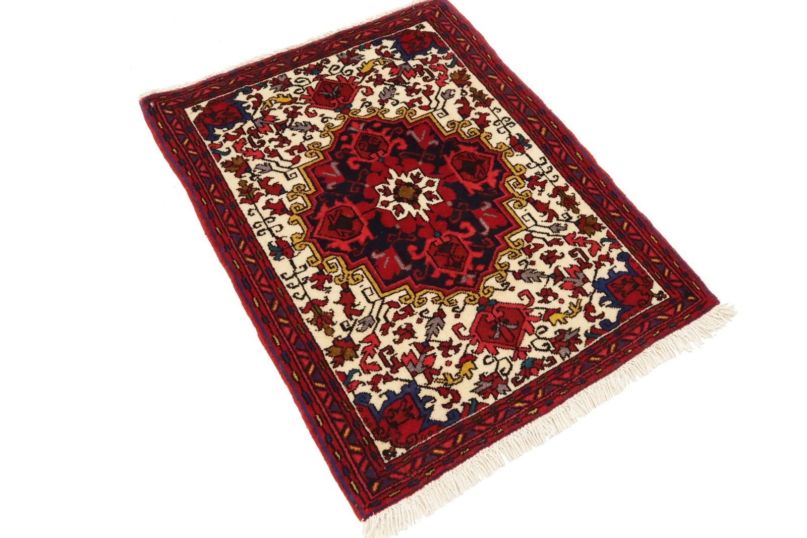 Vintage Cream Geometric 2'5X3'2 Heriz Persian Rug - 4