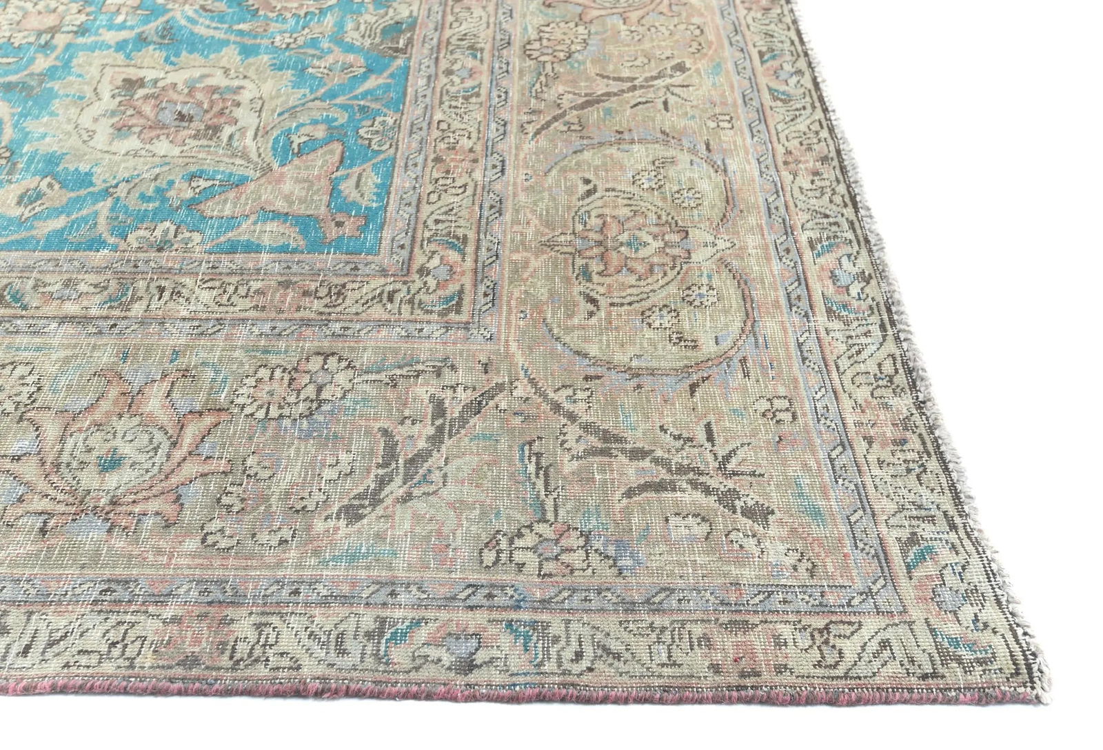 Semi Antique Muted Light Salmon Floral 9X12 Distressed Vintage Oriental Rug - 8