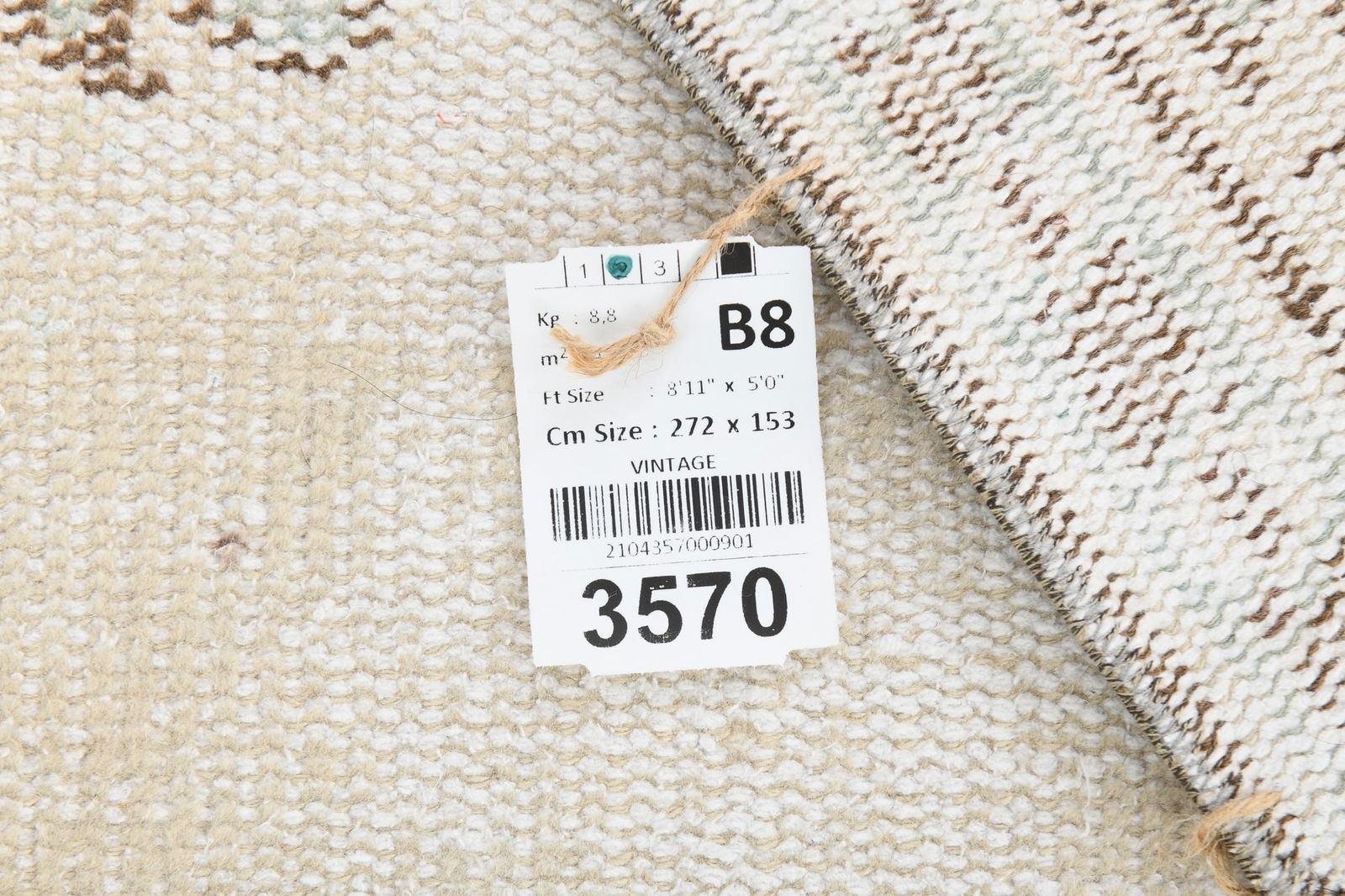 5'0'' x 8'11'' Handmade Vintage Wool Rug - 3570 - 19