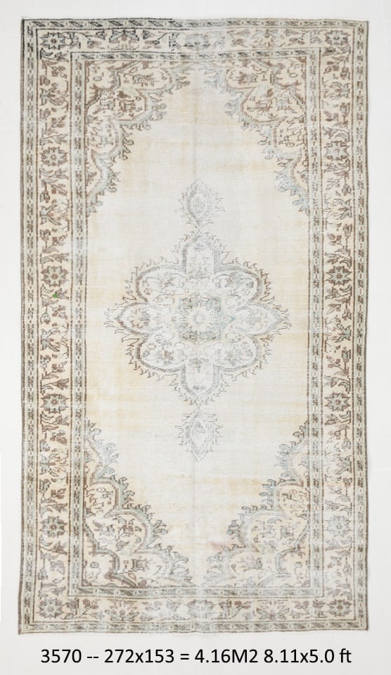 5'0'' x 8'11'' Handmade Vintage Wool Rug - 3570 (1 of 19)