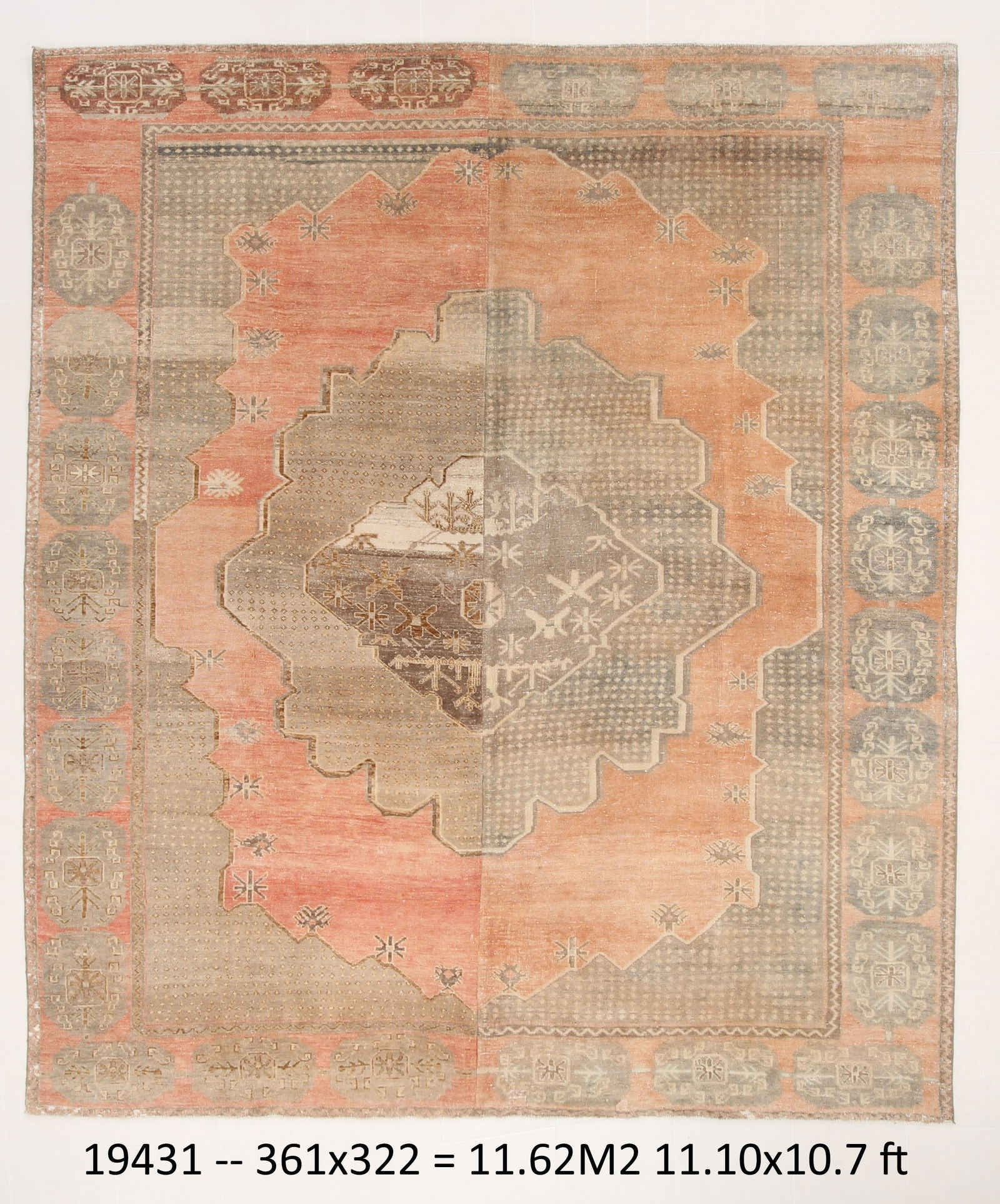 10'6'' x 11'10'' Turkish Vintage Runner Rug - 19431 (1 of 20)