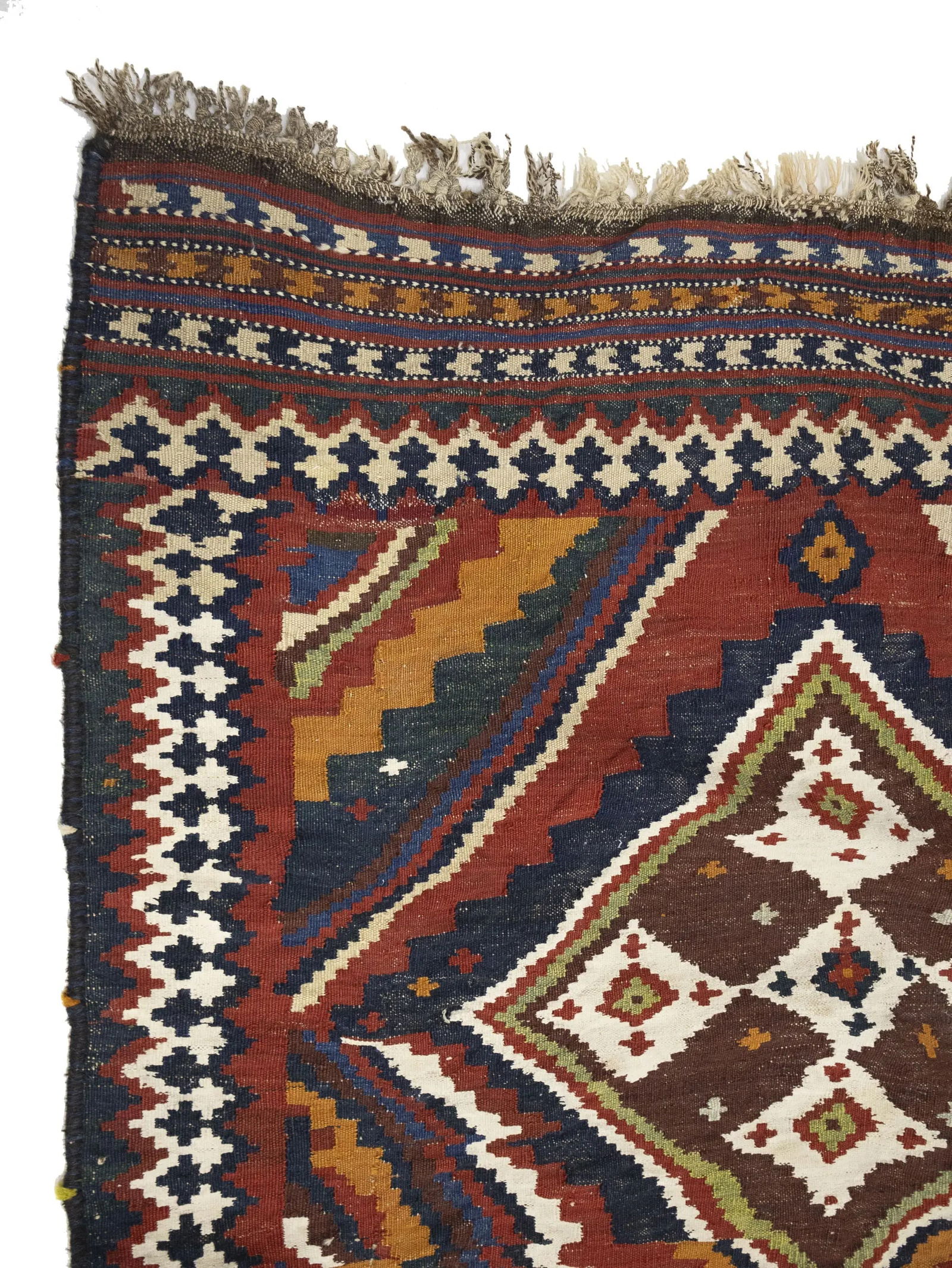 Red Vintage Tribal 4'3 x 12'5 Kelim Runner Rug - 7